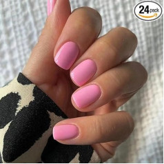 Künstliche Nägel, kurz, quadratisch, zum Aufkleben, abnehmbar, zum Aufkleben, Nagelkunst-Zubehör, 24 Stück