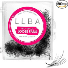 LLBA Promade Wispy Lash Extensions 9D 0.05, 100% Handmade Eyelashes, Volume Fans, C Cc D Curls, 9-17 mm Length, Durable, Easy to Use (C 13 mm) (Packaging May Vary)