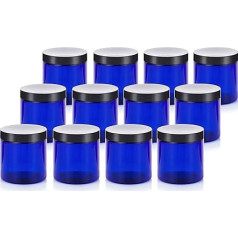 Kobaltblau 227 ml PET (BPA-frei) nachfüllbar Kunststoffbehälter mit Spateln und Etiketten (12 Stück)