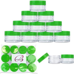 Beauticom 20g/20ml Empty Clear Small Round Travel Containers Containers with Lid for Makeup Powder Eyeshadow Pigment Lotion Cream Lip Balm Samples (12pcs, Green)