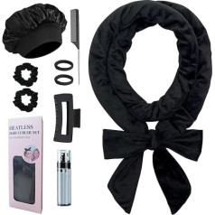 Heatless Curls, No Heat Curlers Overnight Heatless Curlers Headband for Women, Black