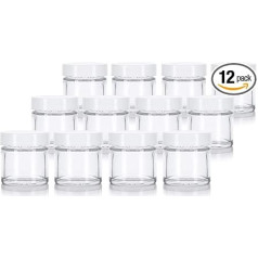 12 x 30ml Clear Glass Straight Glass with White Lid with Smooth Lining