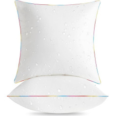 LEBO Outdoor-Kisseneinsätze, wasserdicht, dekorative Dekokissen mit flauschiger Daunen-Alternativfüllung für Terrassenmöbel, Couch, Sofa, 45,7 x 45,7 cm, 2 Stück, Weiß