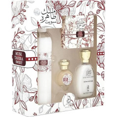 Gift Set Huile Perfume Musk Tahira Sweet 15 ml + Bakhour Musk Tahira Sweet 40 g + Eau de Parfum Musk Tahira Sweet 35 ml + Perfume Maison Musk Tahira Sweet 250 ml