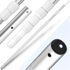 tillvex Pool Telescopic Pole 1.20 - 3.60 m Aluminium Pool Pole for Pool Cleaning 3 Pieces White