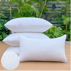 OTPIPCS 30 x 50 cm Outdoor Cushion Fillings Set of 4 Waterproof Lumbar Cushions for Garden Furniture Sofa & Patio White Rectangular Cushions with Premium Filling Weatherproof & Decorative Couch