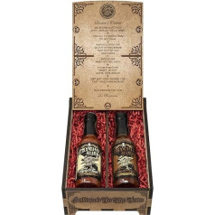 Psycho Juice Dark Arts Collection Geschenkbox aus Holz | Rösteter Knoblauch | Chipotle Chili Sauce | 148 ml | Hot Sauce Geschenkset