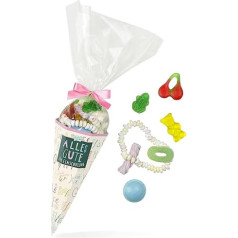 Sweet School Bag Pink Cute School Cone with a Colourful Candy Mix, 120 g, Gift Idea for Beginners to School