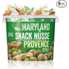 Maryland Snack Nuts Provence 275 g Cup - Mediterranean Spiced Nut Mix with Roasted Peanuts, Cashews and Almonds - Rosemary & Oregano Seasoning (6 x 275 g)