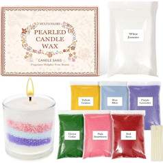 SCENTORINI Candle Sand with 15 Wicks, 1.1 kg, 7 Fragrances, Candle Wax Granules, Candle Making Set, Pearled Candle, Jasmine, Mint, Cedarwood, Rose, Lavender, Lemon, Strawberry