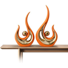 LGYKUMEG Stylish Ceramic Sculpture, Home Decoration, Living Room, Modern Abstract Sculpture Decoration, Bedroom, Table Decoration, Office Sculptures and Statues, Orange, 2 Pieces