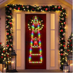 98 LED Santa Claus Ladder Fairy Lights 0.8 m LED Christmas Fairy Lights with Memory Timer Function, 8 Modes, Christmas Decoration for Indoor and Outdoor Use, Window, Balcony, Garden (RGB)