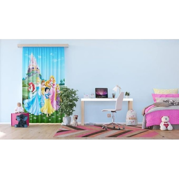 AG Design Princess in the Garden Disney Nursery Curtains 1 Piece Blue 140 x 245 cm