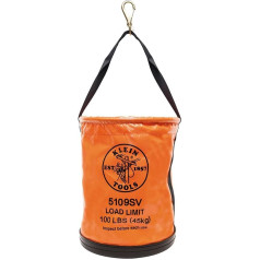 KLEIN TOOLS Utility Tool Bucket, Vinyl Lineman Bucket with Swivel Snap and Web Handle, 30 cm, 45 kg Load Rated Tool Holder, 5109SV, Orange