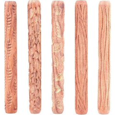 Gokelomg 5 Pieces Potter Tools Hand Rolls for Clay Stamp Clay Pattern Roller