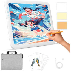 LUXJOYFUL Light Table A4 Diamond Painting Light Plate Rechargeable Light Box Wireless Light Pad with Bag Light Board 6 Brightness Levels for Diamond Painting, Sketching, Weeding Vinyl