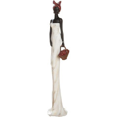 GILDE Decorative Figure African Tortuga - Sculpture Made of Resin - Gift Decoration Living Room Window Sill - Colour: Brown, Cream White with Fruit Basket H 82 cm