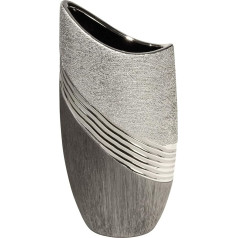 Modern Decorative Vase / Flower Vase, Ceramic, Silver / Grey, Height 20 cm