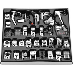 Pack of 32 Sewing Feet, Sewing Machine Accessories, Household Sewing Machine Feet Presser Foot Zinc Alloy Sewing Machine Hemming Foot Presser Foot for Sewing Machine Feet Rolled Hem Foot