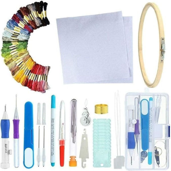 Diyarts professional cross stitch kit with 50 colours DIY sewing kit hand knitted starter set embroidery hoop.