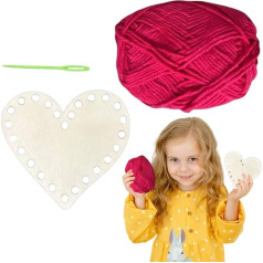 Herzförmige Strickbasis aus , zum Basteln, Stricken, herzförmiges Holzsockel-Set, kreative herzförmige handgefertigte Dekorationen für handgefertigte Stickerei-, Garnbastel-, Strick- und