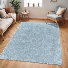 Livabliss Shaggy Berber Rug - Fluffy Rug for Living Room, Dining Room, Bedroom, Long Pile High Pile Rug Fluffy - Large Rug 160 x 213 cm, Living Room Rug in Blue