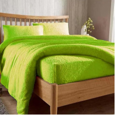 Extra Deep Fitted Sheets 30CM Teddy Fleece Plain Thermal Warm Cozy Soft Luxury Bedding Bedding & Bedding Lime Green Double