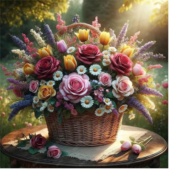 Umfarvt 5D Flower Basket Diamond Painting Kits for Adults Kids,DIY Round Full Drill Diamond Art Painting Kits,Canvas Embroidery diamond art Craft for Home Wall Decor 90x90cm