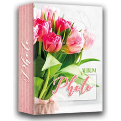 13x19cm Pink Tulip Flower Photo Album with Pockets Holds 200 Photos 13x18 12x18 for Travel, Birth and Special Memories (Tulips)