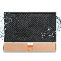 VTP Homestyle Dirt Trapper Mat for Outdoor Use - Doormat 60 x 90 cm - Weatherproof & Non-Slip - Indoor and Outdoor - Outdoor Door Mat - Doormat - Grey Black