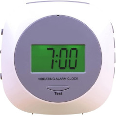 Aidapt Vibration Alarm Clock, Hearing Impaired, Deaf, Shift Worker, Partner Do Not Disturb, LCD Display, Under Cushion with Strap with Clip, Built-in Stand for Desk Mount,
