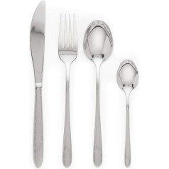 Progress BW09539EU Deco Curve 16-Piece Cutlery Set - Stainless Steel Tableware Set for 4 People, Includes Knives, Forks, Tablespoons & Teaspoons, Dishwasher Safe, Art Deco Handles, Silver