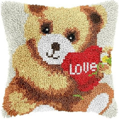 Latch Hook Kit for Adults Kids Beginners Cute Animals Christmas Latch Cushion Set Pre-Printed Latch Hook Rug Kits Cross Stitch Cushions for Home Sofa Decoration 17 x 17 Inch