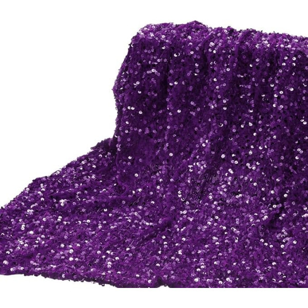 DMiotech 1 Yard Purple Sequin Fabric Velvet Glitter Iridescent 4ft Width for DIY Sewing Tablecloth Background Clothing Dress