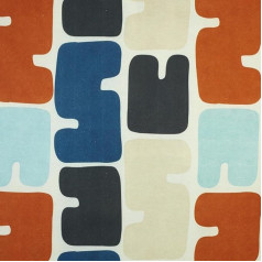 Kt KILOtela - Bedruckter Leinenstoff, Dekoration, Tapisserie, Kissen, Vorhänge, Tagesdecken, Taschen, Tischdecken, Bastelarbeiten, 100 cm Länge x 280 cm Breite, Blocks, geometrisch, Blau, Stoff, 1