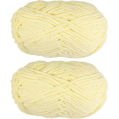 sourcing map 2 Skeins Chenille Yarn Velvet Blanket Yarn 2 x 100g 6 Super Bulky Polyester Soft Knitting for Crochet Weaving Bag Scarf Hat Light Yellow