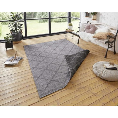 NORTHRUGS Indoor and Outdoor Rug Corsica 160 x 230 cm - Reversible Rug Weatherproof Modern Geometric Pattern Runner for Balcony Patio Garden Conservatory Living Room Rug Waterproof Black Anthracite