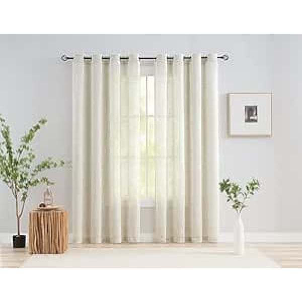 Treatmentex Beige Curtains 2 Pieces Linen Look Curtains for Living Room Bedroom Dining Room Room Decor 55