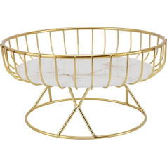 Qcwwy Round Fruit Basket, Golden Hollow Metal Fruit Bowl, Stand, Fruit Plate, Fruit Tray, Living Room, Reception, Serving Tray for Fruit, Dessert, Snacks, Bread (S White Background with