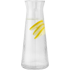 TREND FOR HOME Lyra Luminous Glass Carafe 1000 ml Ribbed Glass Water Carafe Clear Glass Carafe for Water Wine 1 Litre Decanter Flower Vase Glass Vase for Flowers Lyra Luminous Transparent