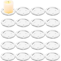 MUXHEL 24 Pack Glass Round Candle Holders for Pillar Candles, Transparent Candle Plates and Trays, Candlesticks for Wedding Party Home Decoration