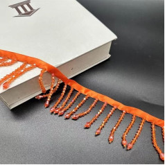 Yulakes 2 Yard Rhinestone Lace Ribbon Tassel Rhinestone Fringe Tassel Crystal Beads Fringe Trim Sewing Beads Fringe for Curtain Lampshades and DIY Clothing Wedding Decoration 5.5 (Orange)