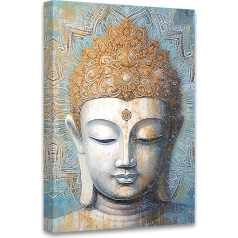 CCWACPP Buddha Zen Canvas Wall Art Mandala Flower Picture Gold Buddha Statue Painting Print Modern Artwork Living Room Decor Frame (Buddha - 3, 45L x 30W cm)