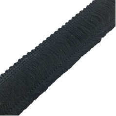 Blausky 2cm x 15yards Fransenbesatz,Quasten Trim aus Baumwolle Fransenband Spitzenborte Fransenborte Tanzfransen Fringe Borte Dekoband Nähzubehör für Kleidung Tischdecken Kissendeko,Schwarz