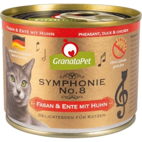 Granatapet symphonie no.8 fazāns un pīle ar vistas gaļu Mitrā kaķu barība 200g