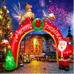 EBANKU 10 ft Christmas Inflatable Decoration with Build-In LEDs, Blow Up Yard Santa Claus Decoration Christmas Archway Inflatable Decorations for Party Indoor, Outdoor