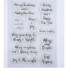 KWELLAM Words Merry Christmas Happy New Year Peace and Joy Best Wishes Clear Stamps for Card Making Decoration and DIY Scrapbooking 3101910