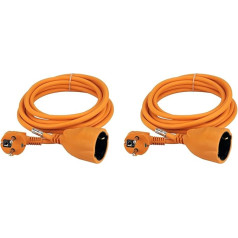 UNITEC Schuko Extension H05VV-F3G 1.5 mm² 3 m Orange (Pack of 2)