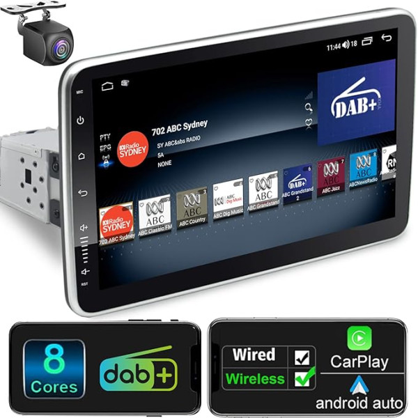 Android Car Radio with Navigation 9 Inch Screen Built-in DAB+ Wireless Android Car & Wireless Carplay 1 DIN Car Radio Touch Display with Bluetooth 8 Core 2G + 32G GPS WiFi 4G AM/FM RDS Reversing