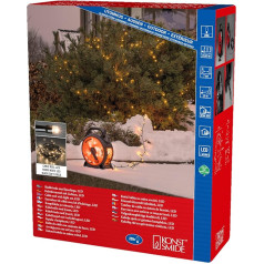 Konstsmide 3832-107 Micro LED Fairy Lights with Cable Reel, Black/Red, 200 Warm White Diodes, 30 V External Transformer, 3.6 W, Black Soft Cable